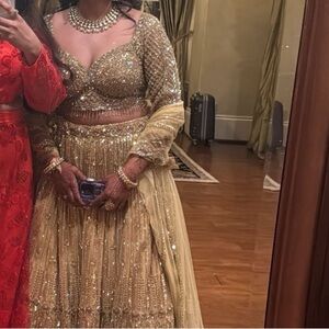 Gold Embellished Lehenga saree india